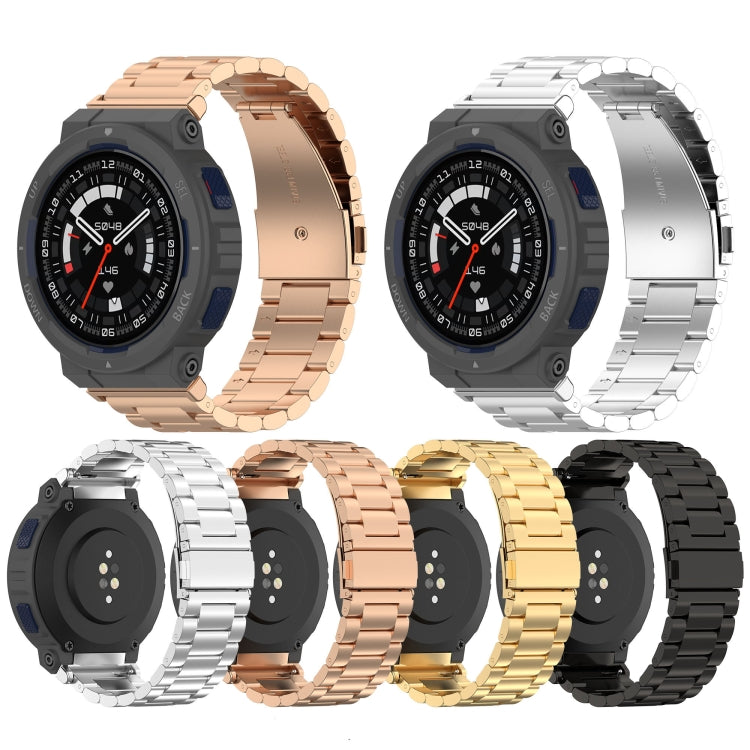 For Amazfit Active Edge A2212 Three Beads Stainless Steel Watch Band(Silver) - free shipping - PMC TechLife - Order now!