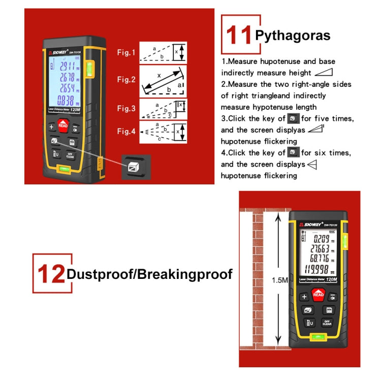 SNDWAY Double Horizontal bubble Rangefinder Laser Distance Meter Range Hand Tool Device SW- TG100 - free shipping - PMC Jewellery - Order now!