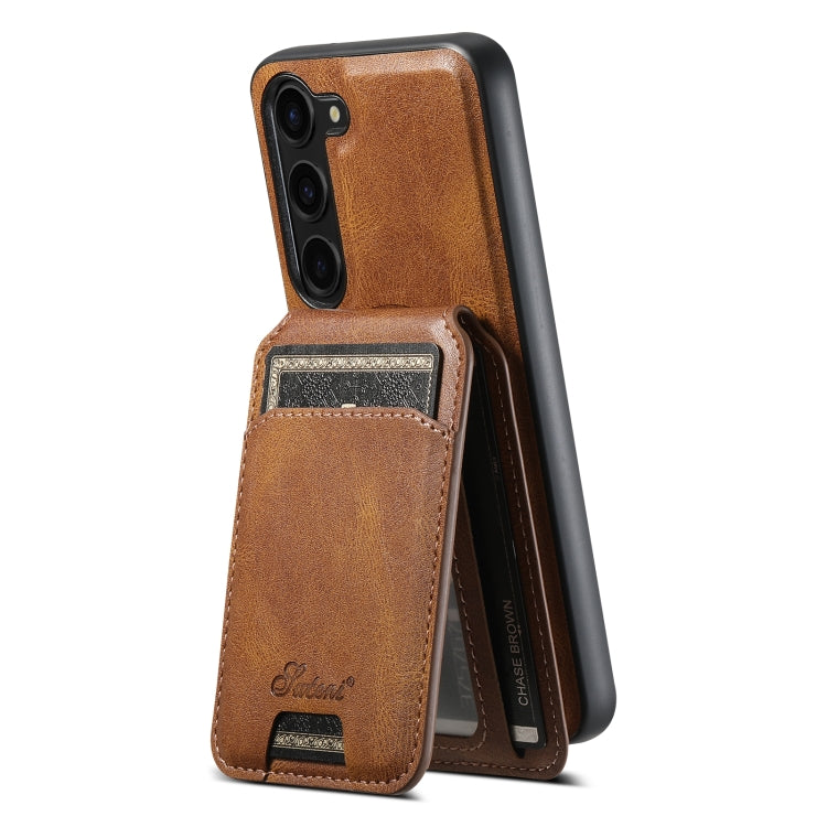 For Samsung Galaxy S23+ 5G Suteni H15 MagSafe Oil Eax Leather Detachable Wallet Back Phone Case(Brown) - Galaxy S23+ 5G Cases by Suteni | Online Shopping South Africa | PMC Jewellery