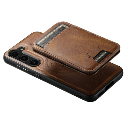 For Samsung Galaxy S23 5G Suteni H15 MagSafe Oil Eax Leather Detachable Wallet Back Phone Case(Brown) - Galaxy S23 5G Cases by Suteni | Online Shopping South Africa | PMC Jewellery