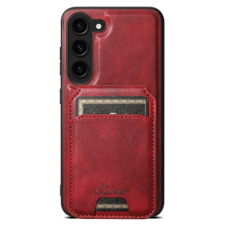 For Samsung Galaxy S23 5G Suteni H15 MagSafe Oil Eax Leather Detachable Wallet Back Phone Case(Red) - Galaxy S23 5G Cases by Suteni | Online Shopping South Africa | PMC Jewellery