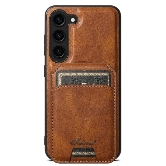 For Samsung Galaxy S24+ 5G Suteni H15 MagSafe Oil Eax Leather Detachable Wallet Back Phone Case(Brown) - Galaxy S24+ 5G Cases by Suteni | Online Shopping South Africa | PMC Jewellery