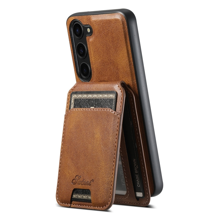 For Samsung Galaxy S24+ 5G Suteni H15 MagSafe Oil Eax Leather Detachable Wallet Back Phone Case(Brown) - Galaxy S24+ 5G Cases by Suteni | Online Shopping South Africa | PMC Jewellery