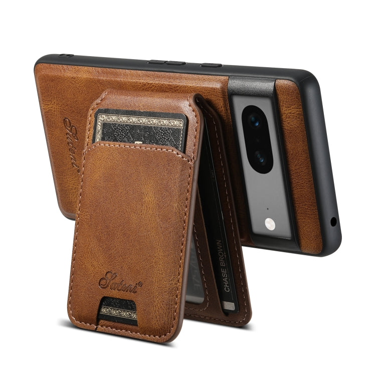 For Google Pixel 7 Suteni H15 Oil Eax Leather Detachable Wallet Back Phone Case(Khaki) - free shipping - PMC Jewellery - Order now!