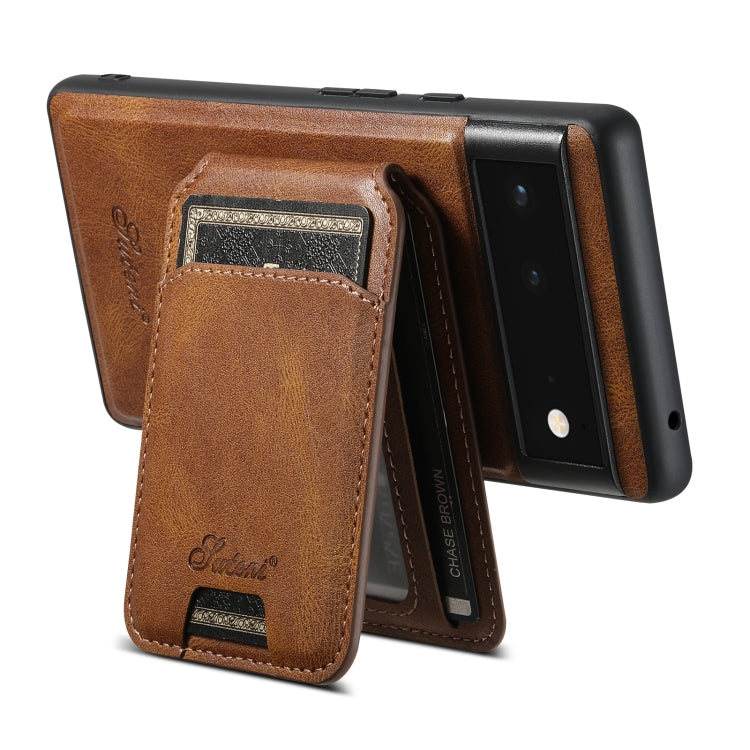 For Google Pixel 6 Suteni H15 Oil Eax Leather Detachable Wallet Back Phone Case(Khaki) - free shipping - PMC Jewellery - Order now!