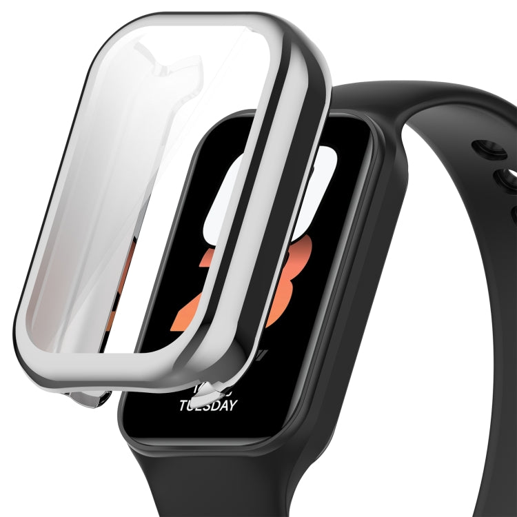 For Xiaomi Smart Band 8 Active Full Package TPU Electroplated Watch Protective Case(Silver) - Watch Cases by PMC TechLife | Online Shopping South Africa | PMC TechLife | Buy Now Pay Later Mobicred