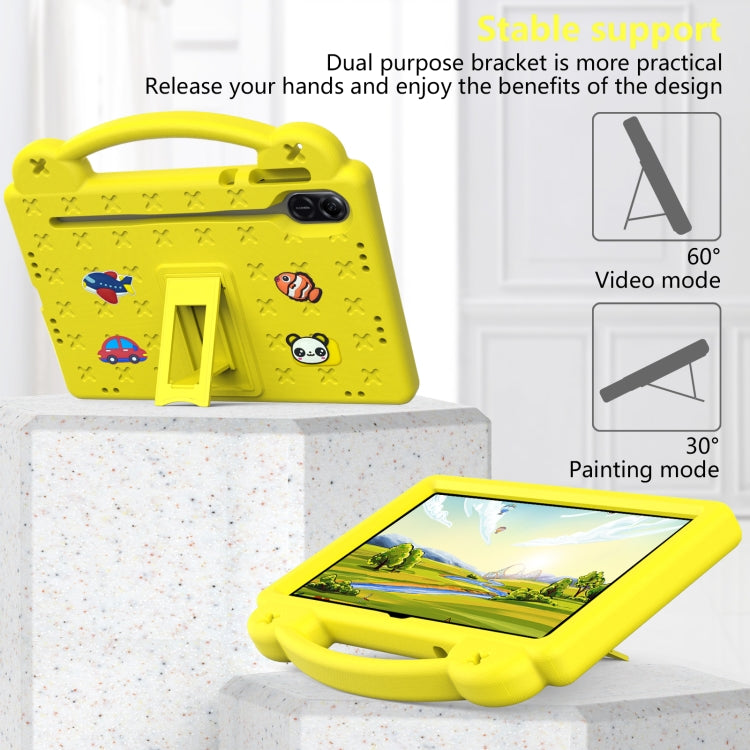For Honor Pad X9 / X9 2024 Handle Kickstand Children EVA Shockproof Tablet Case(Yellow) - Honor by PMC TechLife | Online Shopping South Africa | PMC TechLife | Buy Now Pay Later Mobicred
