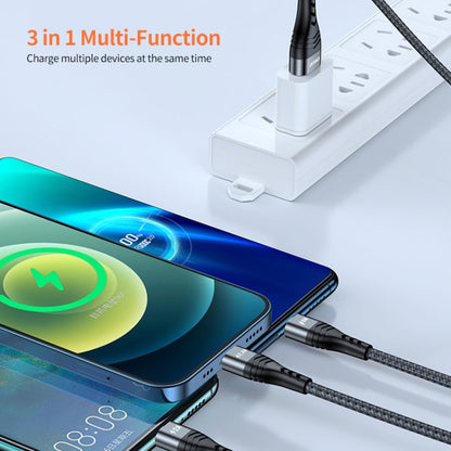 ENKAY 3-in-1 6A USB to Type-C / 8 Pin / Micro USB Multifunction Fast Charging Cable, Cable Length:1m(Black) - Multifunction Cable by ENKAY | Online Shopping South Africa | PMC Jewellery | Buy Now Pay Later Mobicred