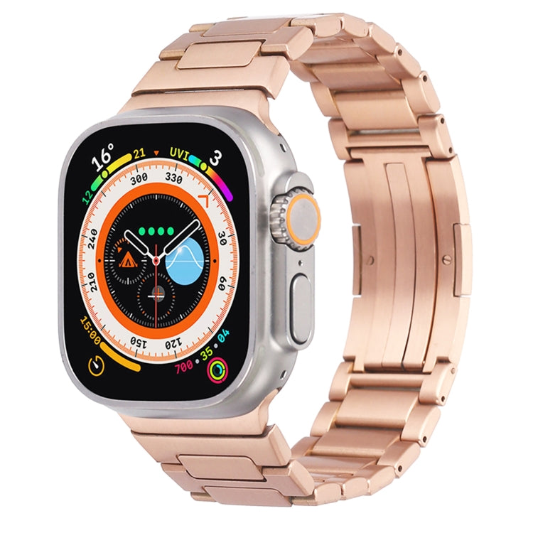 For Apple Watch Series 6 40mm Stainless Steel H-Shaped Fold Buckle Watch Band(Rose Gold) - Watch Bands by PMC Jewellery | Online Shopping South Africa | PMC Jewellery