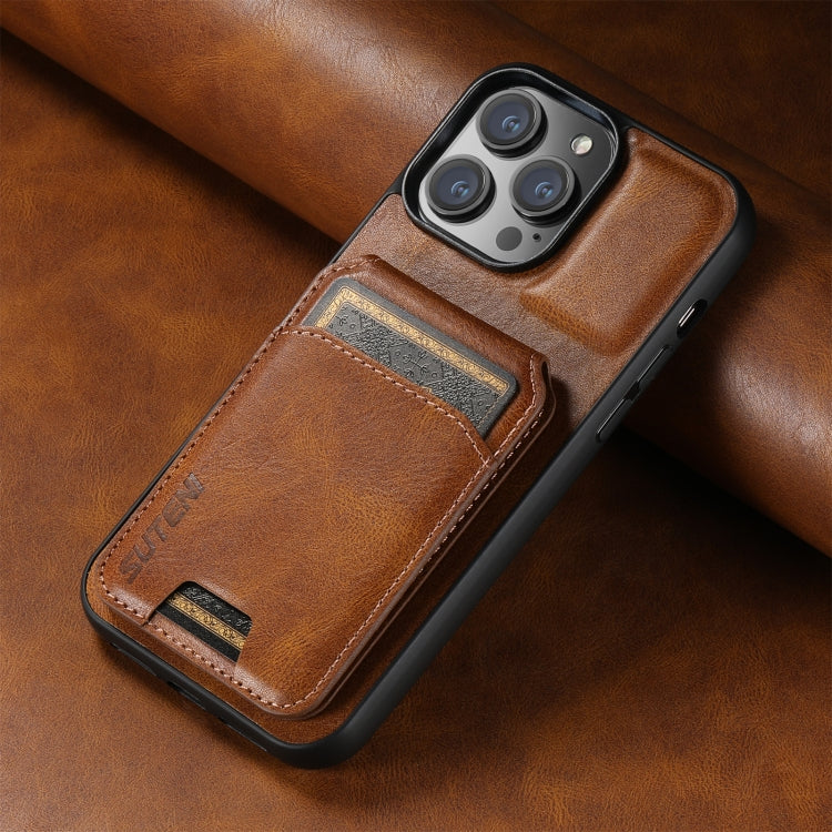 For iPhone 16 Pro Suteni H02 Leather Wallet Stand Back Phone Case(Brown) - iPhone 16 Pro Cases by Suteni | Online Shopping South Africa | PMC Jewellery | Buy Now Pay Later Mobicred