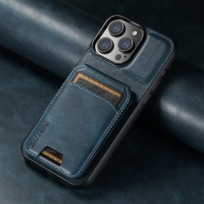 For iPhone 16 Pro Suteni H02 Leather Wallet Stand Back Phone Case(Blue) - iPhone 16 Pro Cases by Suteni | Online Shopping South Africa | PMC Jewellery | Buy Now Pay Later Mobicred