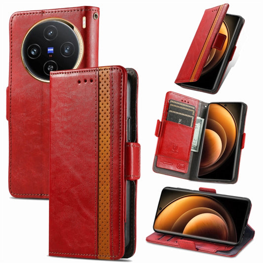 For vivo X100 Pro CaseNeo Splicing Dual Magnetic Buckle Leather Phone Case(Red) - X100 Pro Cases by imak | Online Shopping South Africa | PMC Jewellery | Buy Now Pay Later Mobicred