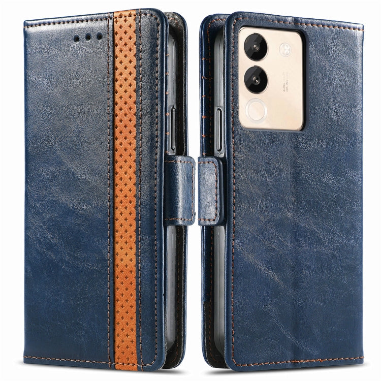 For vivo iQOO 12 5G CaseNeo Splicing Dual Magnetic Buckle Leather Phone Case(Blue) - iQOO 12 Cases by PMC Jewellery | Online Shopping South Africa | PMC Jewellery | Buy Now Pay Later Mobicred