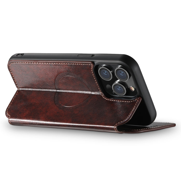 For iPhone 15 Pro Max Suteni J05 Leather Magnetic MagSafe Phone Case(Brown) - iPhone 15 Pro Max Cases by Suteni | Online Shopping South Africa | PMC Jewellery | Buy Now Pay Later Mobicred