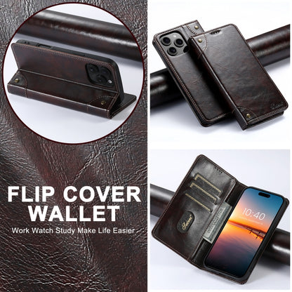 For iPhone 16 Pro Suteni Baroque Calf Texture Buckle Wallet Leather Phone Case(Brown) - iPhone 16 Pro Cases by Suteni | Online Shopping South Africa | PMC Jewellery | Buy Now Pay Later Mobicred