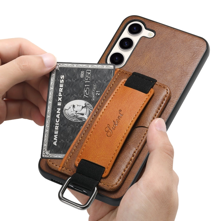 For Samsung Galaxy S24  5G Suteni H13 Card Wallet Wrist Strap Holder PU Phone Case(Brown) - Galaxy S24 5G Cases by Suteni | Online Shopping South Africa | PMC Jewellery | Buy Now Pay Later Mobicred