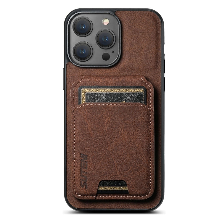 For iPhone 16 Pro Max Suteni H02 Litchi Leather Card Wallet Stand Back Phone Case(Brown) - iPhone 16 Pro Max Cases by Suteni | Online Shopping South Africa | PMC Jewellery | Buy Now Pay Later Mobicred