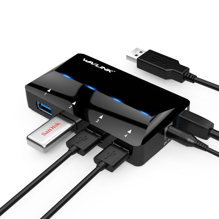 WAVLINK WL-UH3042P1 2.4A Fast Charging Adapter for Keyboard Mouse 4-Port USB3.0 HUB(EU Plug) - USB 3.0 HUB by WAVLINK | Online Shopping South Africa | PMC Jewellery | Buy Now Pay Later Mobicred