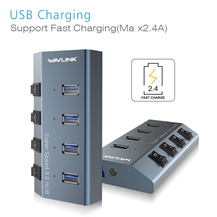 WAVLINK WL-UH3049 USB 3.0 4-Ports Desktop Fast Charger Station with Independent Switch(US Plug) - USB 3.0 HUB by WAVLINK | Online Shopping South Africa | PMC Jewellery | Buy Now Pay Later Mobicred