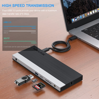 WAVLINK WL-UMD01 USB3.0 Splitter Docking Station Gigabit Ethernet / DP / HD Cable Converter(US Plug) - USB 3.0 HUB by WAVLINK | Online Shopping South Africa | PMC Jewellery | Buy Now Pay Later Mobicred