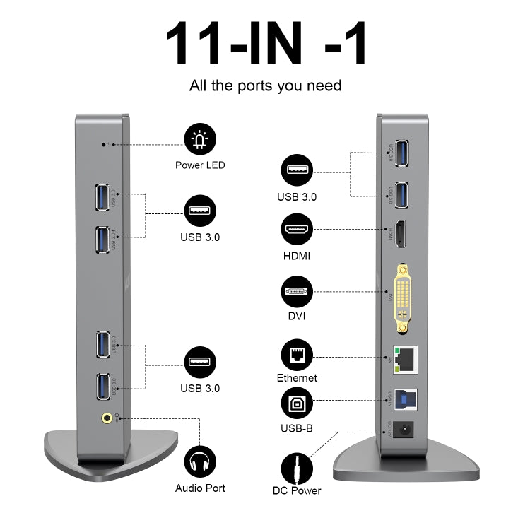 WAVLINK WL-UG39DK7 USB3.0 Hub Adapter Multi-Screen Graphics Card Universal Docking Station, Plug:EU Plug - free shipping - PMC Jewellery - Order now!