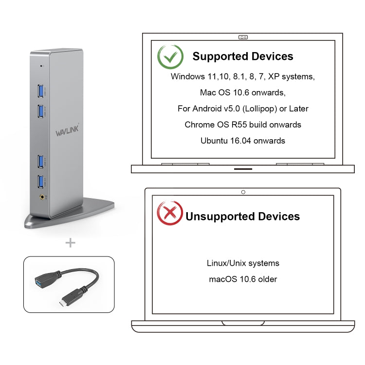 WAVLINK WL-UG39DK7 USB3.0 Hub Adapter Multi-Screen Graphics Card Universal Docking Station, Plug:EU Plug - free shipping - PMC Jewellery - Order now!