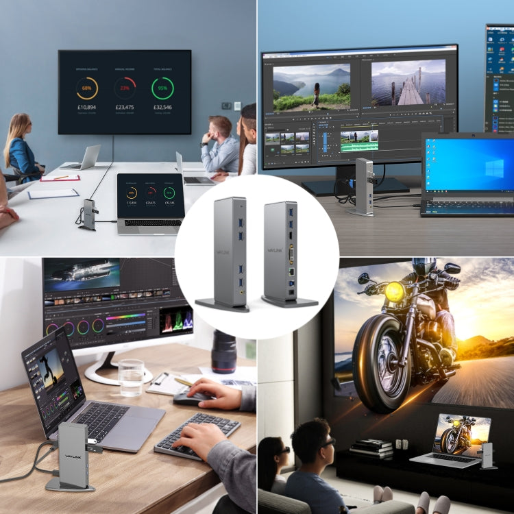 WAVLINK WL-UG39DK7 USB3.0 Hub Adapter Multi-Screen Graphics Card Universal Docking Station, Plug:EU Plug - free shipping - PMC Jewellery - Order now!