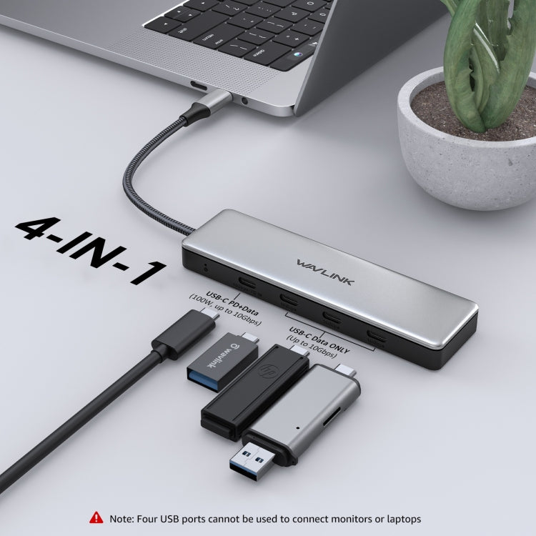 WAVLINK WL-UHP3411 10G Data Transfer Hub 4-in-1 Type-C to 4 USB-C 3.2 Gen2 Ports Adapter - USB HUB by WAVLINK | Online Shopping South Africa | PMC Jewellery | Buy Now Pay Later Mobicred