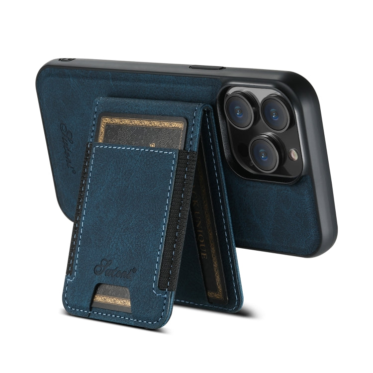 For iPhone 15 Pro Max Suteni H17 Litchi Texture Leather MagSafe Detachable Wallet Phone Case(Blue) - iPhone 15 Pro Max Cases by Suteni | Online Shopping South Africa | PMC Jewellery | Buy Now Pay Later Mobicred