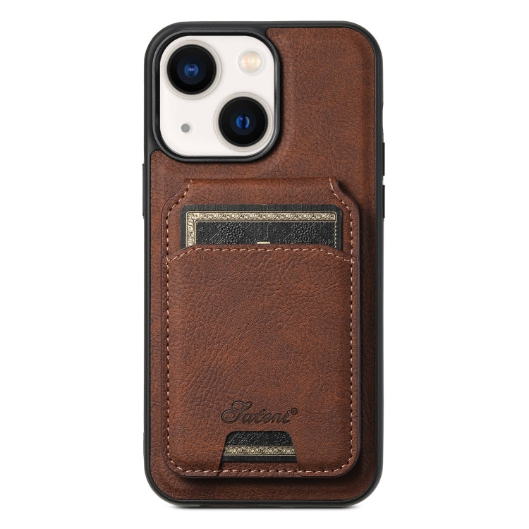 For iPhone 14 Suteni H17 Litchi Texture Leather MagSafe Detachable Wallet Phone Case(Brown) - iPhone 14 Cases by Suteni | Online Shopping South Africa | PMC Jewellery | Buy Now Pay Later Mobicred