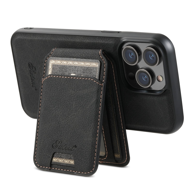 For iPhone 13 Pro Suteni H17 Litchi Texture Leather MagSafe Detachable Wallet Phone Case(Black) - iPhone 13 Pro Cases by Suteni | Online Shopping South Africa | PMC Jewellery | Buy Now Pay Later Mobicred