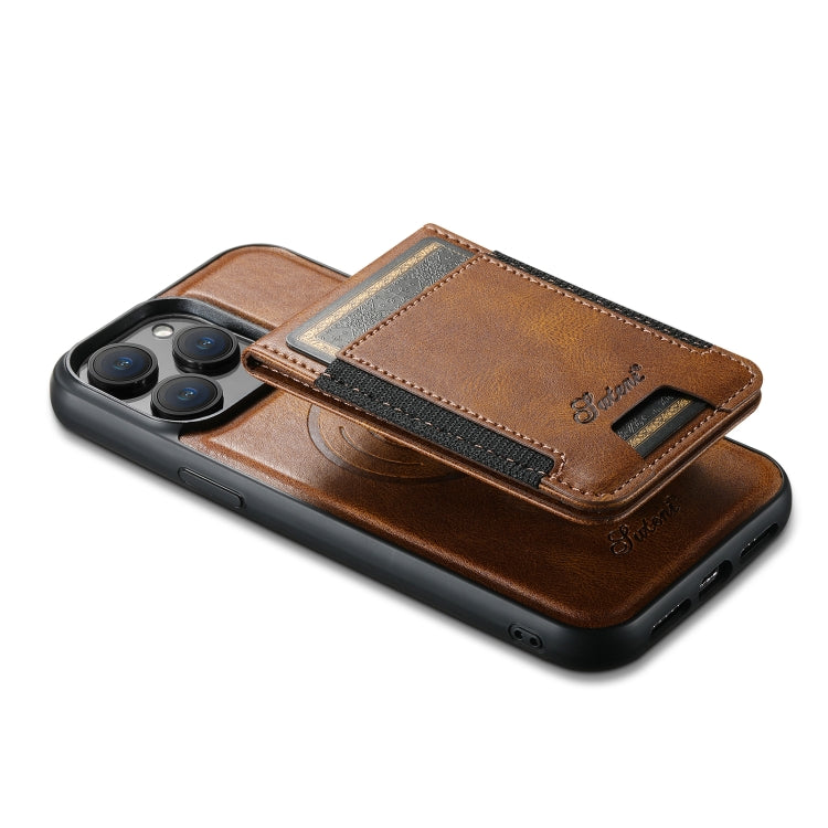 For iPhone 14 Plus Suteni H17 Oil Eax Leather MagSafe Detachable Wallet Phone Case(Brown) - iPhone 14 Plus Cases by Suteni | Online Shopping South Africa | PMC Jewellery | Buy Now Pay Later Mobicred