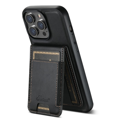 For iPhone 14 Suteni H17 Oil Eax Leather MagSafe Detachable Wallet Phone Case(Black) - iPhone 14 Cases by Suteni | Online Shopping South Africa | PMC Jewellery | Buy Now Pay Later Mobicred