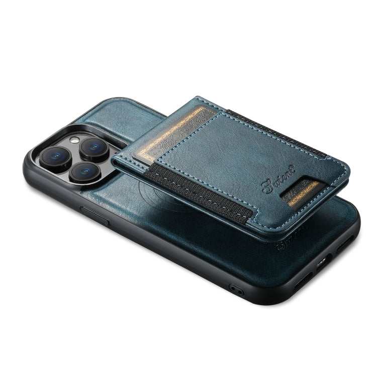 For iPhone 13 Pro Max Suteni H17 Oil Eax Leather MagSafe Detachable Wallet Phone Case(Blue) - iPhone 13 Pro Max Cases by Suteni | Online Shopping South Africa | PMC Jewellery | Buy Now Pay Later Mobicred