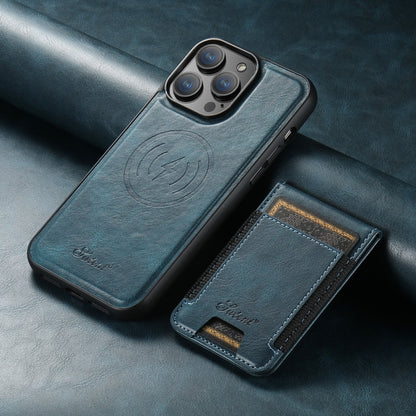 For iPhone 13 Suteni H17 Oil Eax Leather MagSafe Detachable Wallet Phone Case(Blue) - iPhone 13 Cases by Suteni | Online Shopping South Africa | PMC Jewellery | Buy Now Pay Later Mobicred