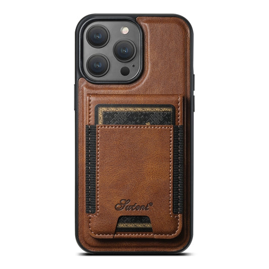 For iPhone 16 Pro Suteni H17 Oil Eax Leather MagSafe Detachable Wallet Phone Case(Brown) - iPhone 16 Pro Cases by Suteni | Online Shopping South Africa | PMC Jewellery | Buy Now Pay Later Mobicred