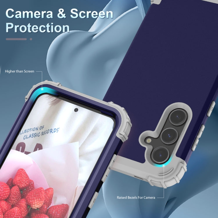 For Samsung Galaxy S24+ 5G 3 in 1 Silicone Hybrid PC Shockproof Phone Case(Blue) - Galaxy S24+ 5G Cases by PMC Jewellery | Online Shopping South Africa | PMC Jewellery