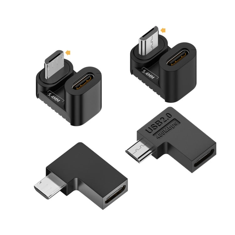 Type-C Female to Micro USB Male Adapter Data Charging Transmission, Specification:Type-C Female to Micro Male Left Bend - Cable & Adapters by PMC TechLife | Online Shopping South Africa | PMC TechLife