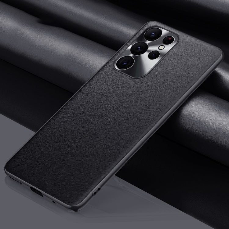 For Samsung Galaxy S24 Ultra 5G Plain-leather All-inclusive Shockproof Phone Case(Black) - Galaxy S24 5G Cases by PMC TechLife | Online Shopping South Africa | PMC TechLife