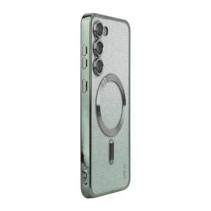 For Samsung Galaxy S24+ 5G ENKAY Hat-Prince Magnetic Glitter Plated TPU Phone Case with Lens Film(Green) - Galaxy S24+ 5G Cases by ENKAY | Online Shopping South Africa | PMC Jewellery | Buy Now Pay Later Mobicred