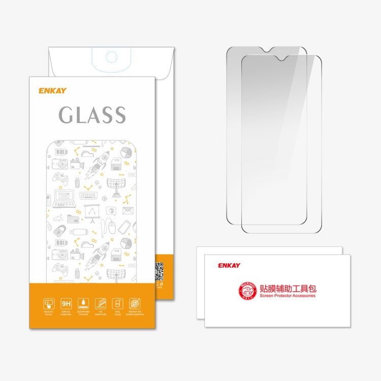 For OPPO A18 / A38 2pcs ENKAY 9H Big Arc Edge High Aluminum-silicon Tempered Glass Film - A18 Tempered Glass by ENKAY | Online Shopping South Africa | PMC Jewellery | Buy Now Pay Later Mobicred