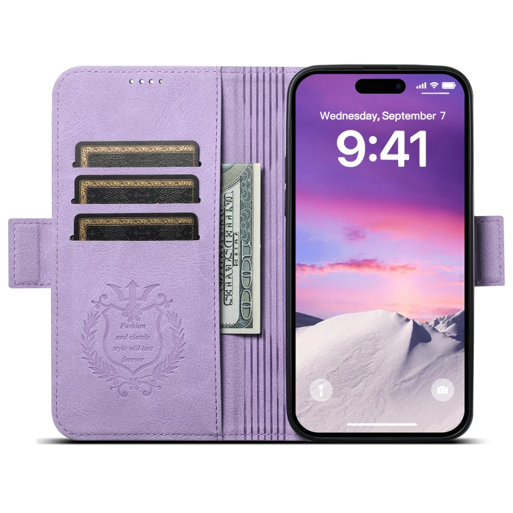 For iPhone 14 Pro SUTENI J07 Multifunctional Horizontal Flip Magsafe Leather Phone Case(Purple) - iPhone 14 Pro Cases by Suteni | Online Shopping South Africa | PMC Jewellery | Buy Now Pay Later Mobicred