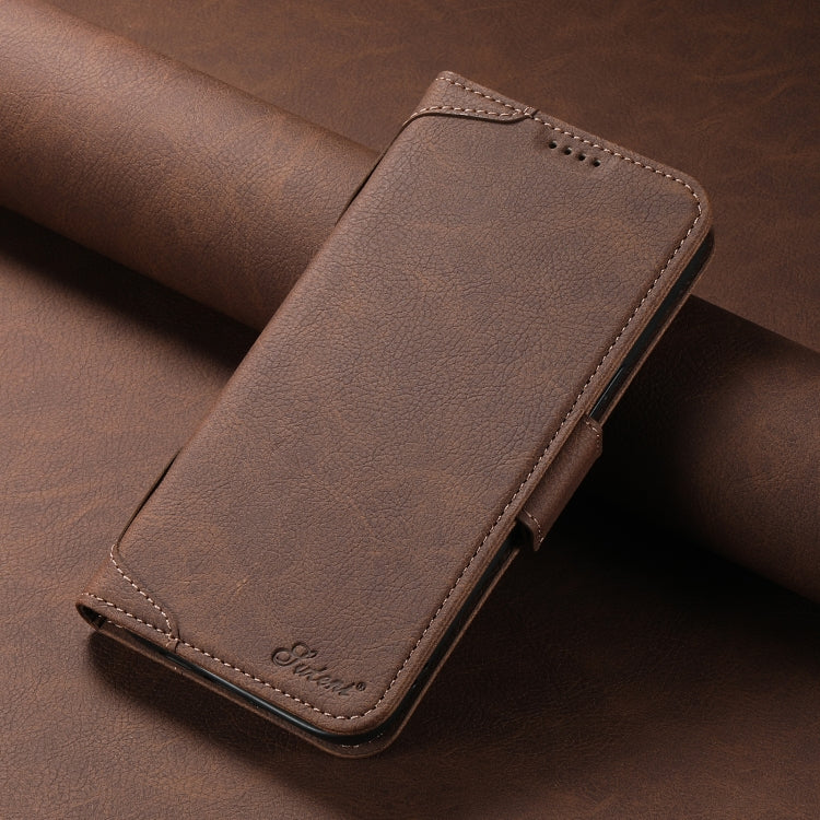 For iPhone 14 Plus SUTENI J07 Multifunctional Horizontal Flip Magsafe Leather Phone Case(Brown) - free shipping - PMC Jewellery - Order now!