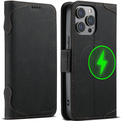 For iPhone 15 Pro SUTENI J07 Multifunctional Horizontal Flip Magsafe Leather Phone Case(Black) - iPhone 15 Pro Cases by Suteni | Online Shopping South Africa | PMC Jewellery | Buy Now Pay Later Mobicred