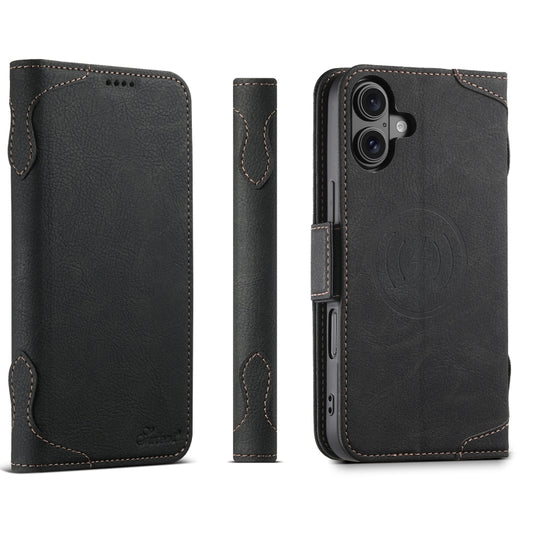 For iPhone 16 SUTENI J07 Multifunctional Horizontal Flip Magsafe Leather Phone Case(Black) - iPhone 16 Cases by Suteni | Online Shopping South Africa | PMC Jewellery | Buy Now Pay Later Mobicred