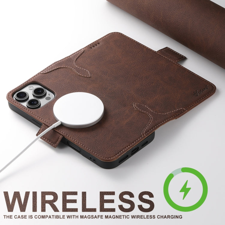 For iPhone 16 Pro SUTENI J07 Multifunctional Horizontal Flip Magsafe Leather Phone Case(Brown) - iPhone 16 Pro Cases by Suteni | Online Shopping South Africa | PMC Jewellery | Buy Now Pay Later Mobicred