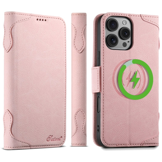 For iPhone 16 Pro Max SUTENI J07 Multifunctional Horizontal Flip Magsafe Leather Phone Case(Pink) - iPhone 16 Pro Max Cases by Suteni | Online Shopping South Africa | PMC Jewellery | Buy Now Pay Later Mobicred