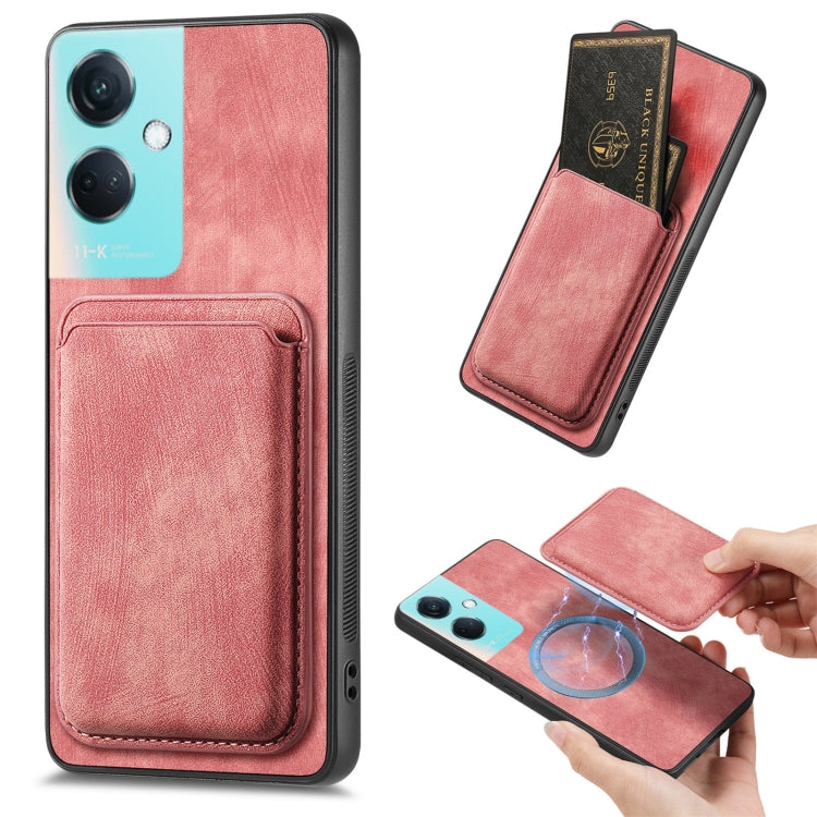 For OPPO K11 5G Retro Leather Card Bag Magnetic Phone Case(Pink) - OPPO Cases by PMC Jewellery | Online Shopping South Africa | PMC Jewellery | Buy Now Pay Later Mobicred