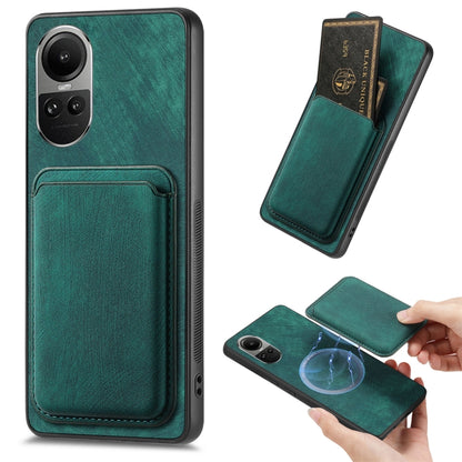 For OPPO Reno10 Pro Global Retro Leather Card Bag Magnetic Phone Case(Green) - OPPO Cases by PMC Jewellery | Online Shopping South Africa | PMC Jewellery | Buy Now Pay Later Mobicred
