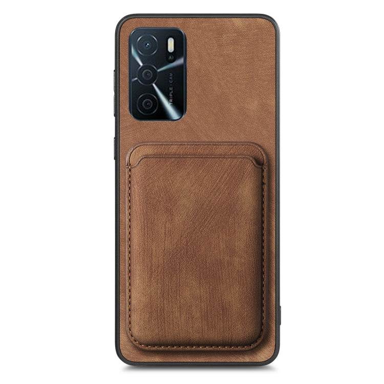 For OPPO Reno8 T 5G Retro Leather Card Bag Magnetic Phone Case(Brown) - OPPO Cases by PMC Jewellery | Online Shopping South Africa | PMC Jewellery | Buy Now Pay Later Mobicred